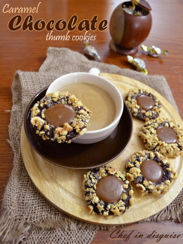 Caramel chocolate thumb cookies Thumb-cookies