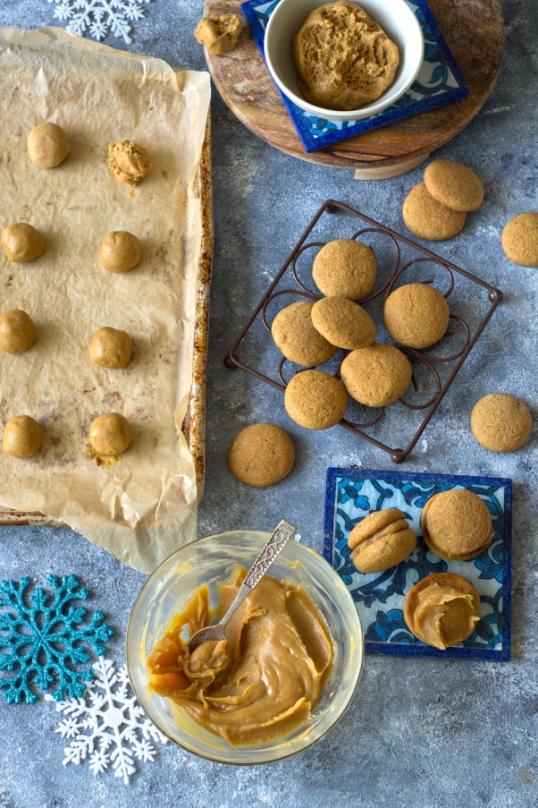 Soft, chewy and beautifully infused with spices. The only thing that can make these cookies more heavenly is the creamy tahini molasses filling
